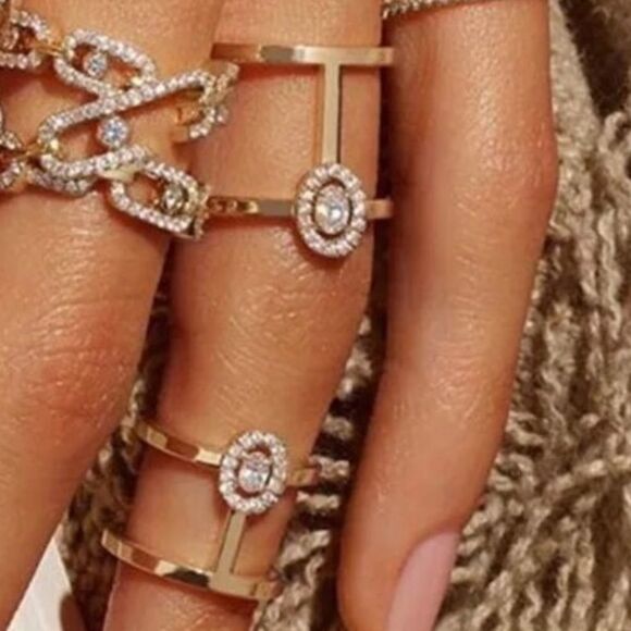 Silver Gold Diamond CZ  Open Cut Adjustable Trendy Sexy Rings GIFT BOXED! - Picture 1 of 4